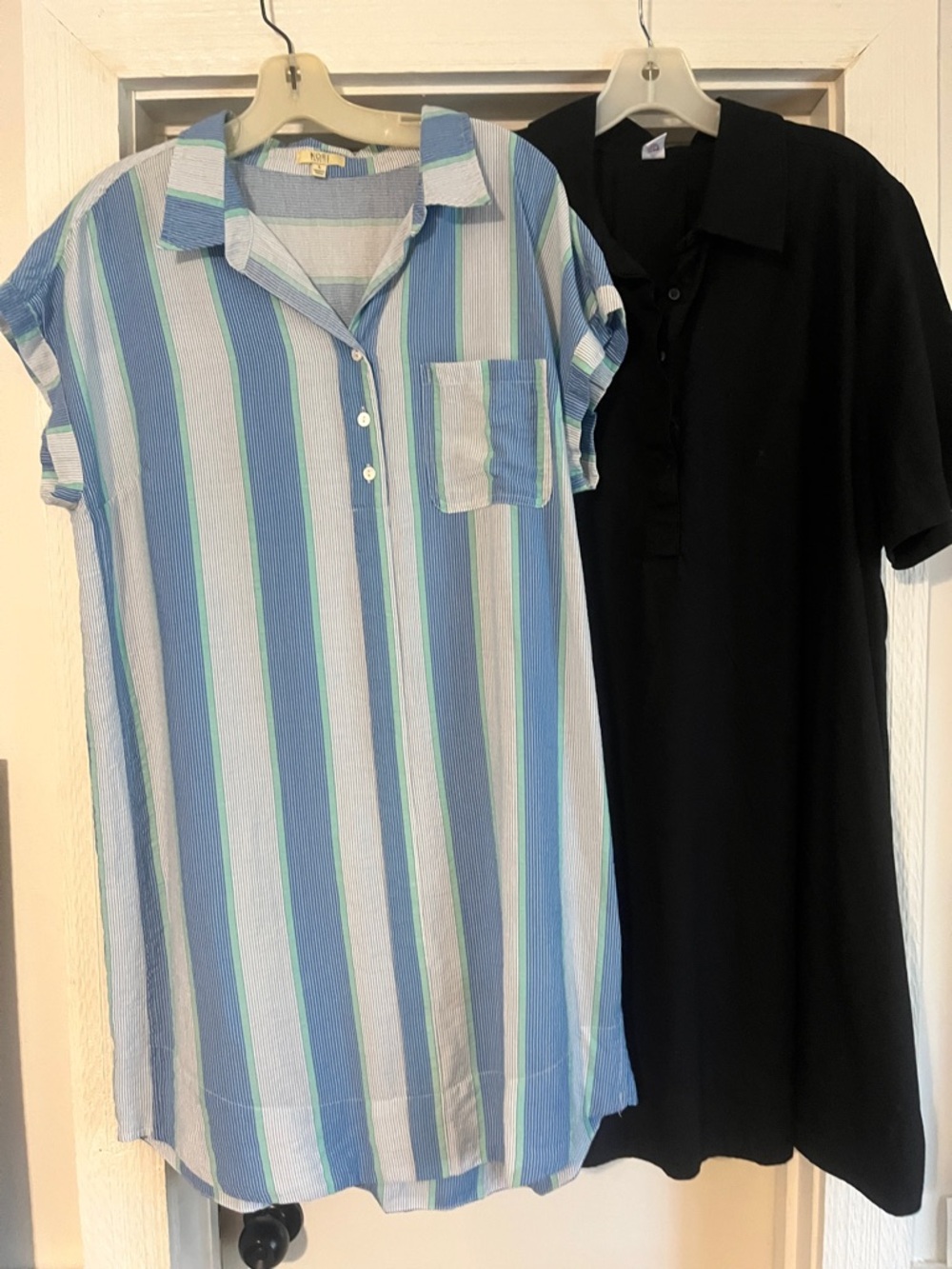 Bundle lot Kori Blue & White Polo Shirt Dress and Black Old Navy Polo Dress